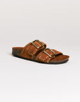 Mules femme Semerdjian Arianna cuir crosta cognac vue de face