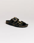 Mules femme Semerdjian Arianna cuir crosta noir vue latérale