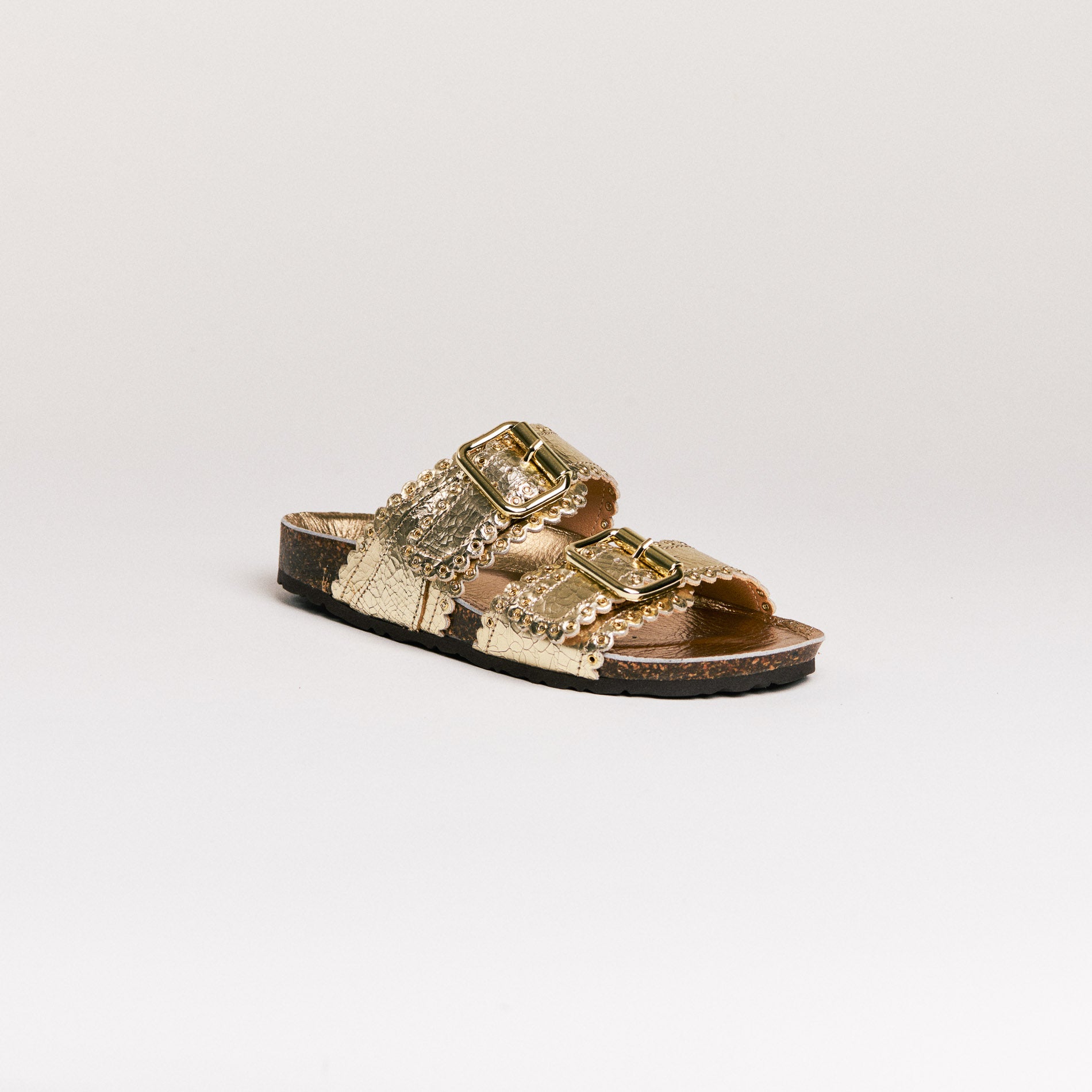 Mules femme Semerdjian Arianna cuir crack platino vue latérale