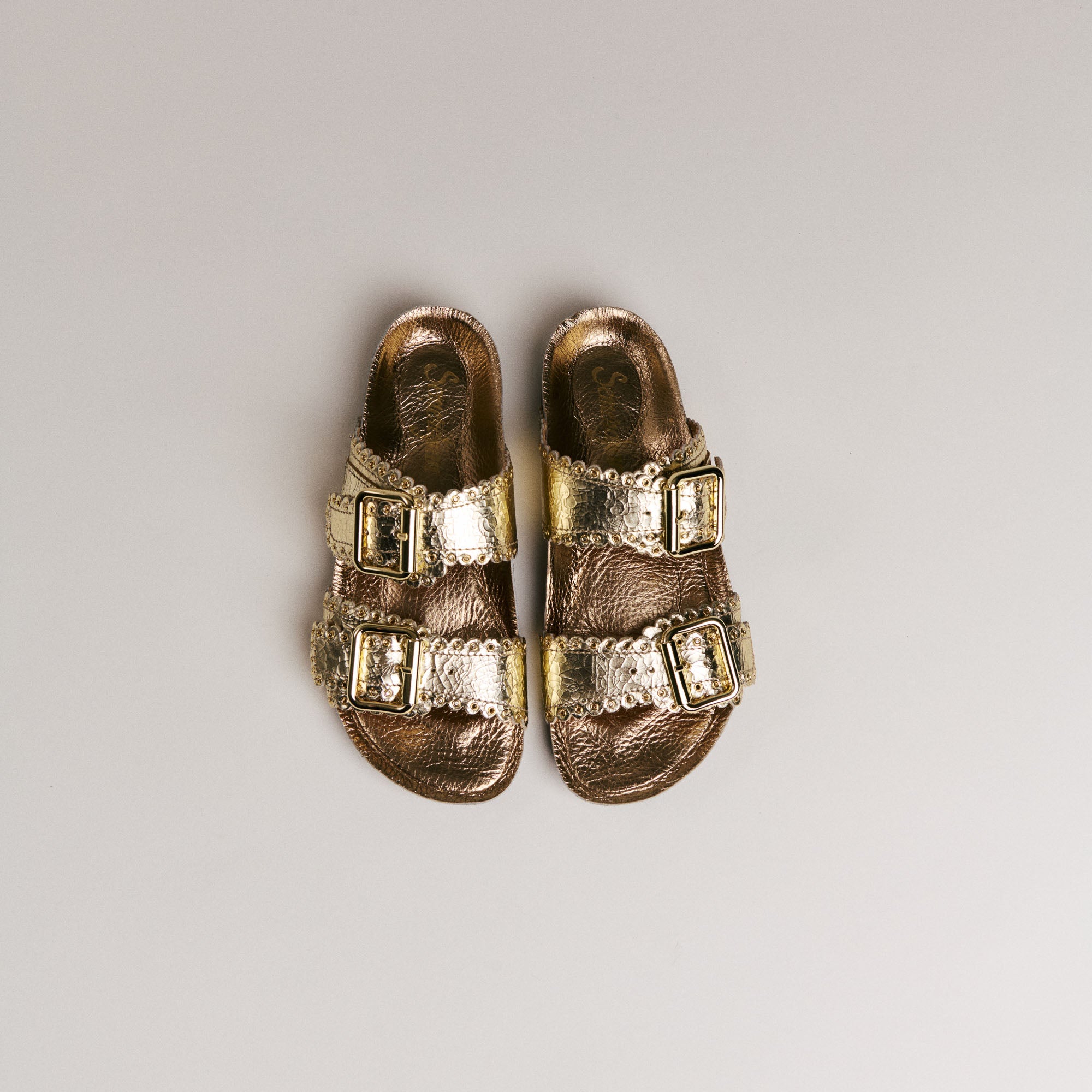 Mules femme Semerdjian Arianna cuir crack platino fabriqué en Europe