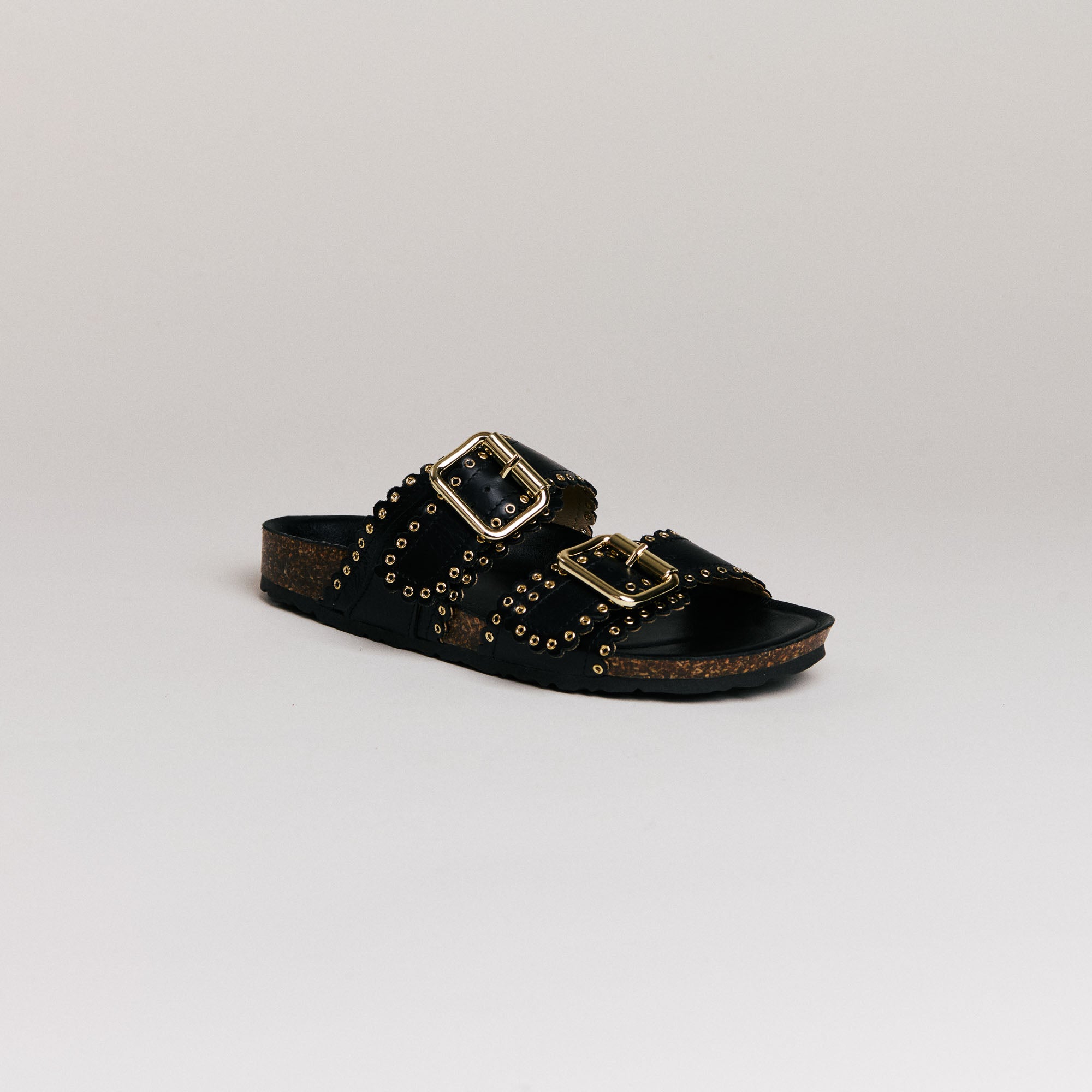 Mules femme Semerdjian Arianna cuir crosta noir vue latérale