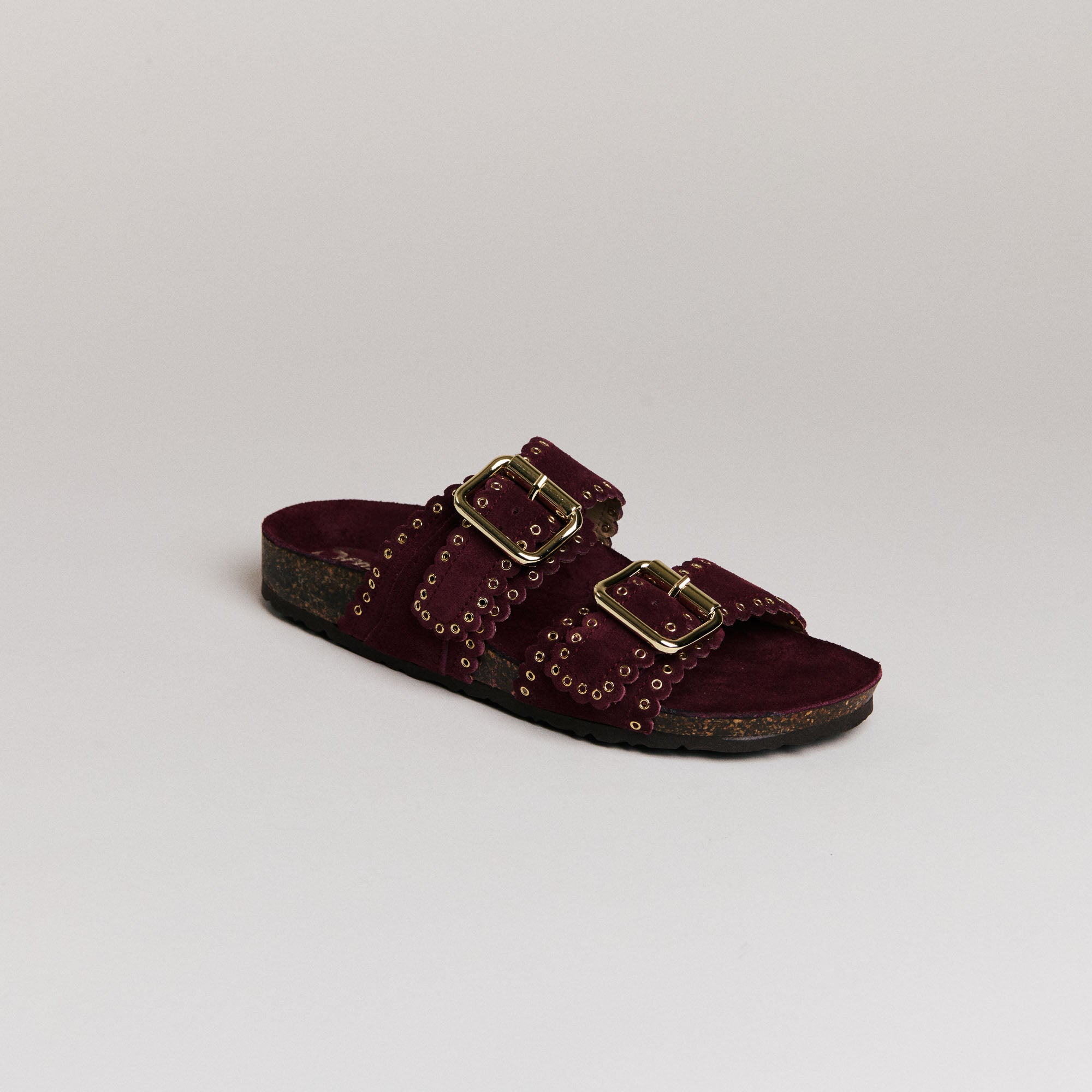 Mules femme Semerdjian Arianna cuir crosta bordeaux vue de face