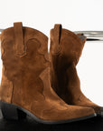 Bottines femme Semerdjian E1467E1 Crosta Tabacco croûte de cuir tabac sur chaise chromée
