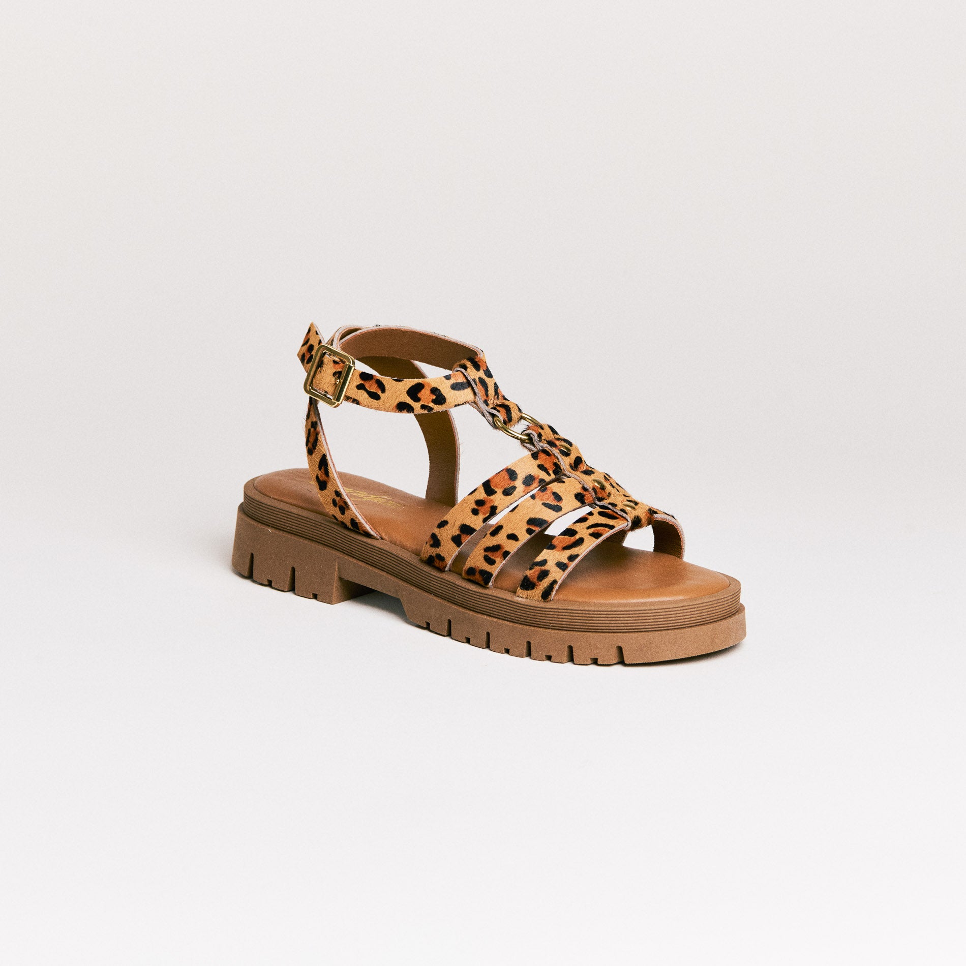 Sandales femme Semerdjian Clara cavallino léopard vue latérale