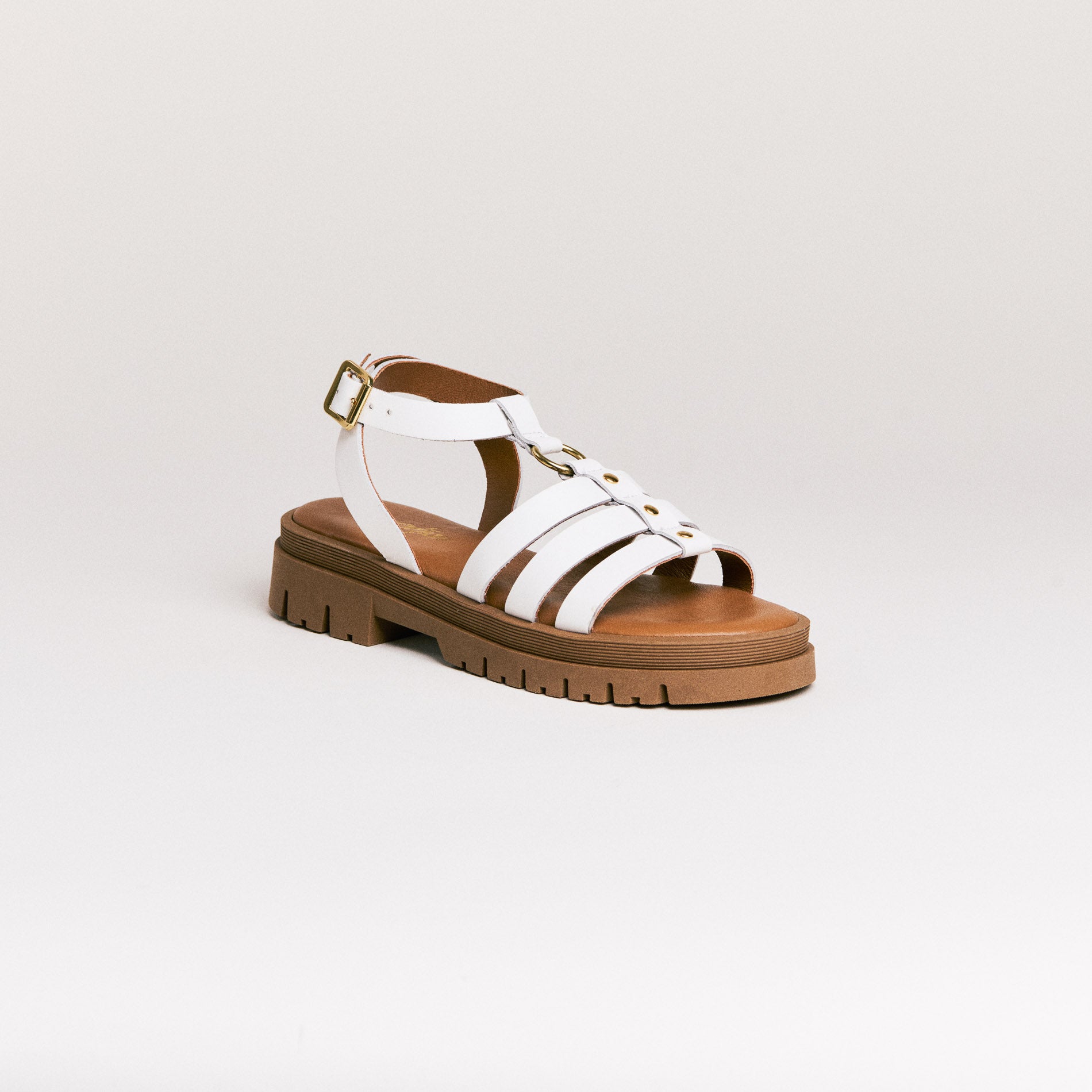 Sandales femme Semerdjian Clara cuir vitello blanc 