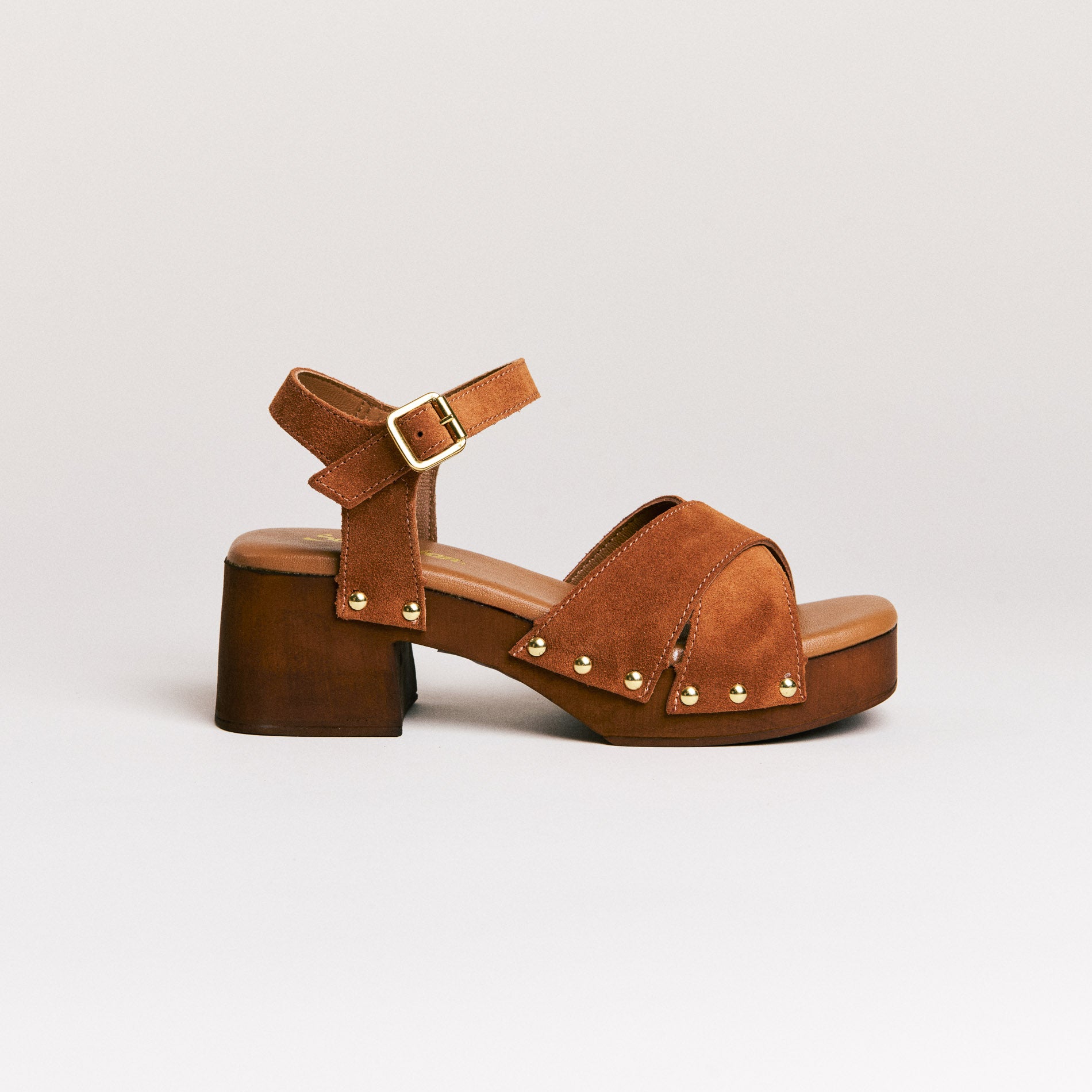 Sandales femme Semerdjian Micol cuir crosta cognac artisanal européen