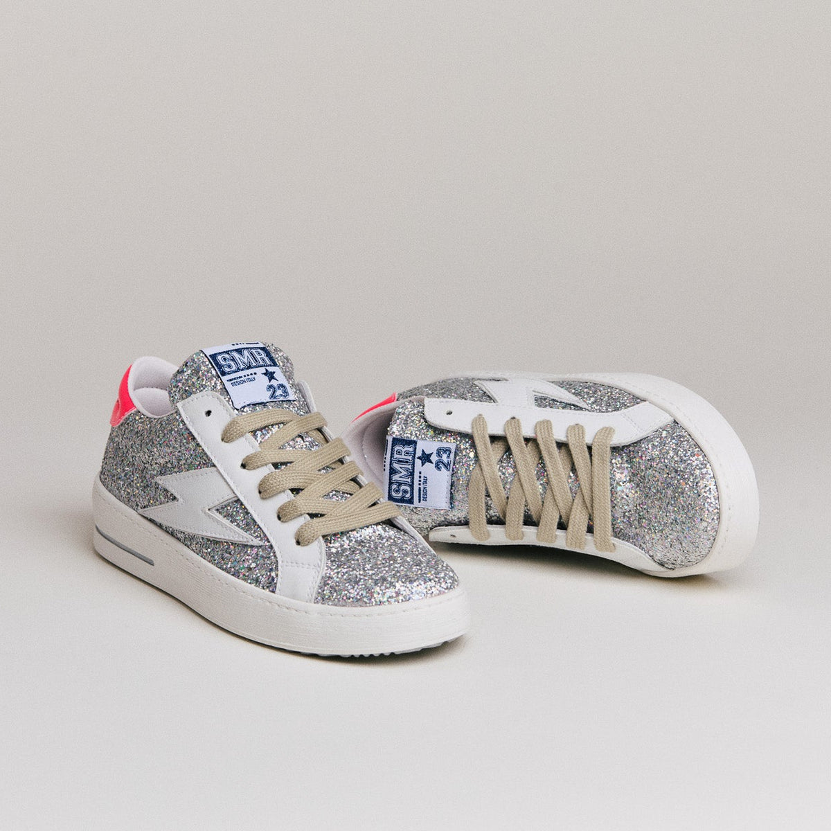 A683 R29 SMR23 Maya A683 Sneakers – Silver Glitter & Neon Pink – Semerdjian ...