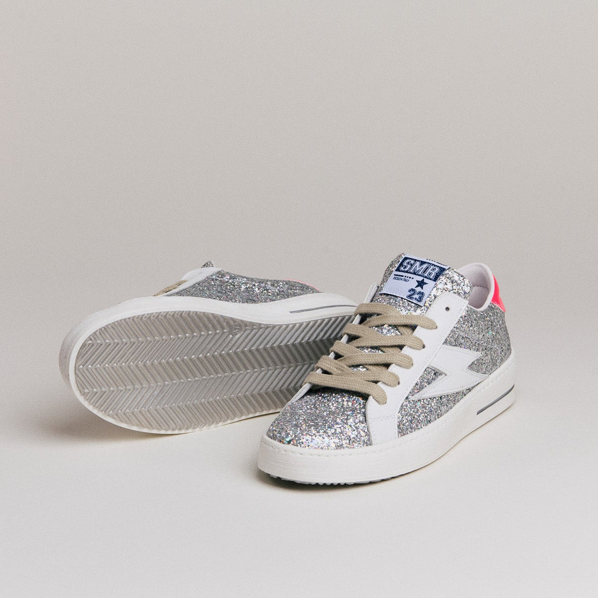A683 R29 SMR23 Maya A683 Sneakers – Silver Glitter & Neon Pink – Semerdjian ...