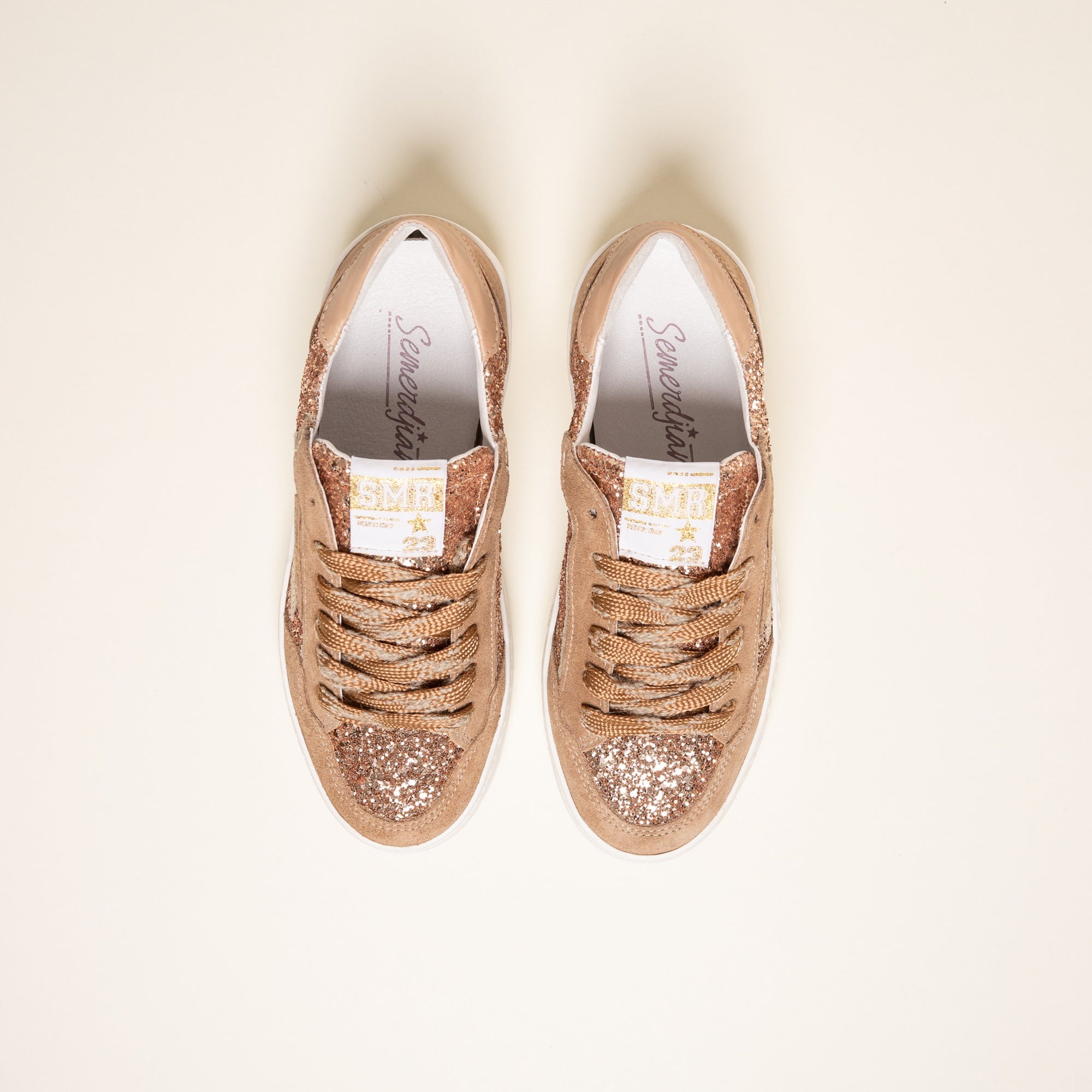 Baskets femme Semerdjian ALE E477 lacets bicolores nude beige – SMR23