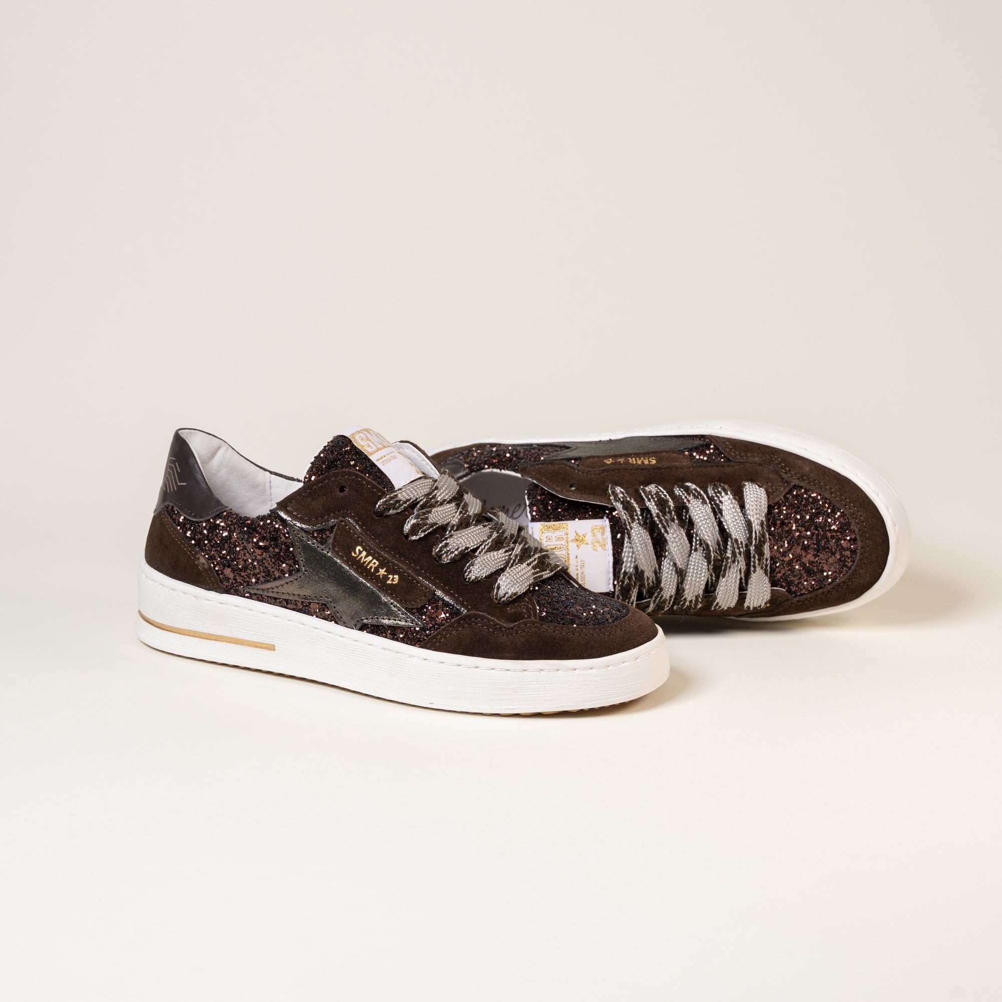 Baskets femme Semerdjian ALE E481 cuir métallisé marron – SMR23