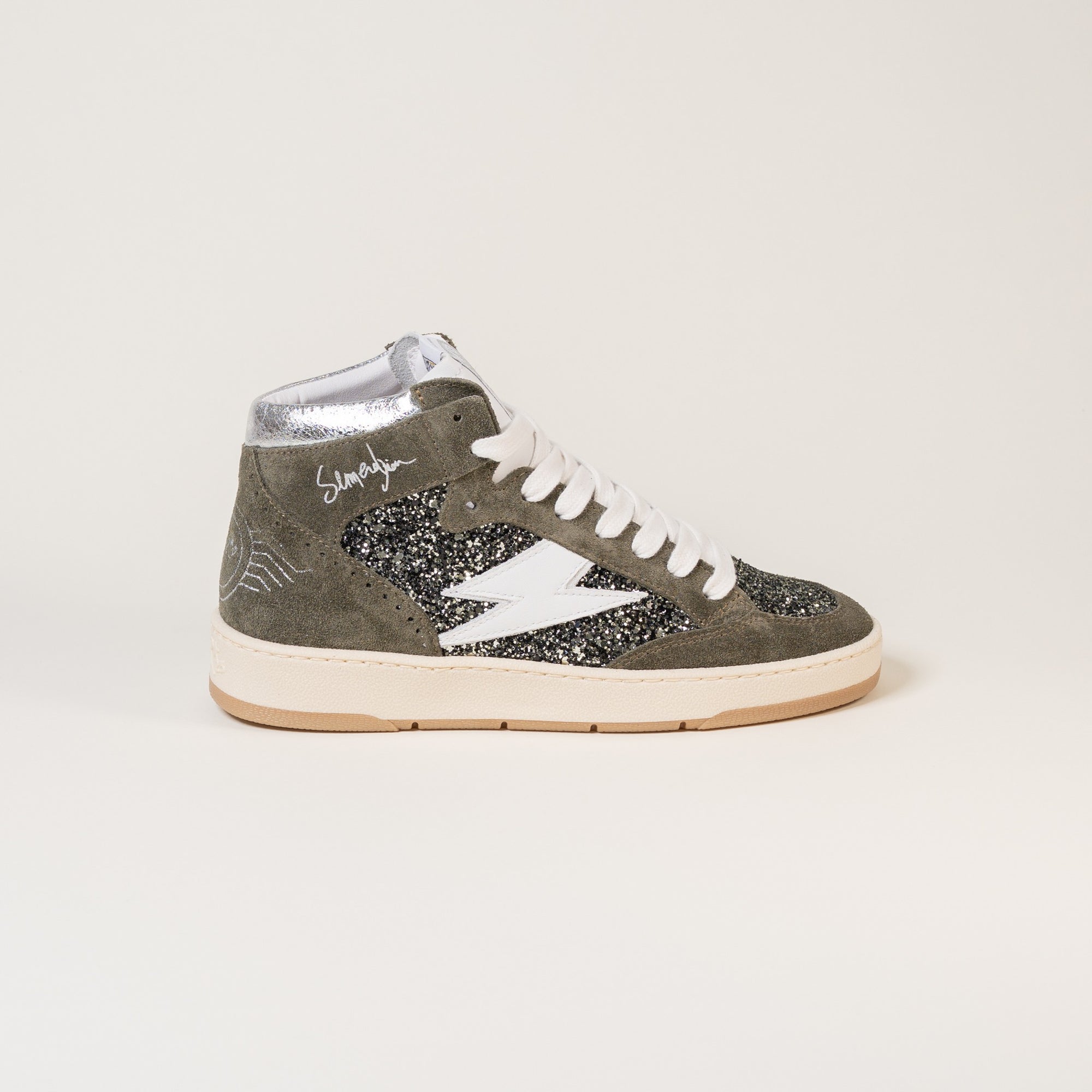 Baskets femme Semerdjian Braga C227 glitter kaki – SMR23