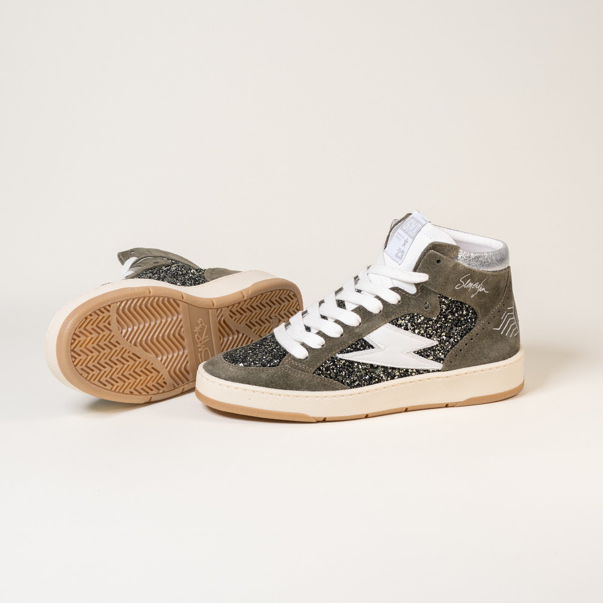 Baskets femme Semerdjian Braga C227 cuir métallisé argent – SMR23