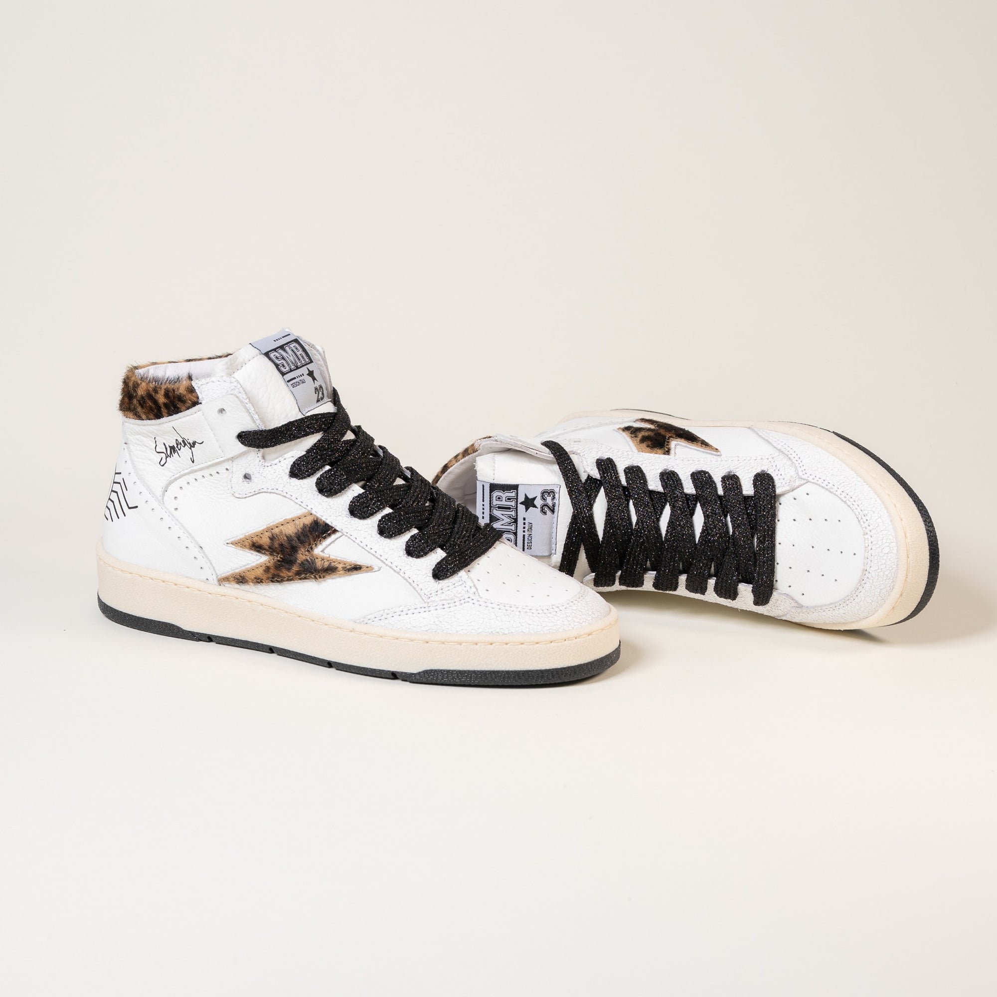 Baskets femme Semerdjian Braga E131 cuir crack blanc – SMR23