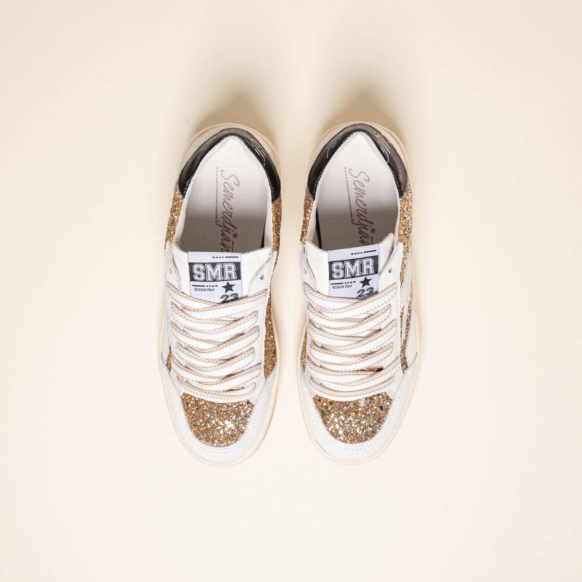 Baskets femme Semerdjian Dany E192 lacets bicolore beige blanc – SMR23