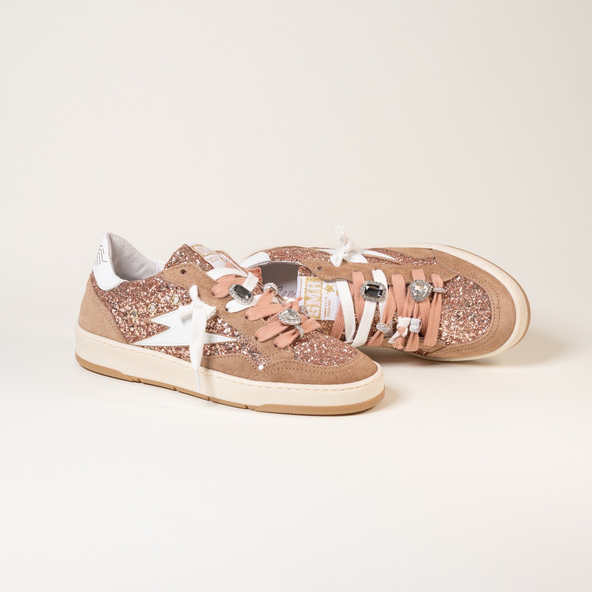 Baskets femme Semerdjian Dany E194 cuir blanc et nude – SMR23