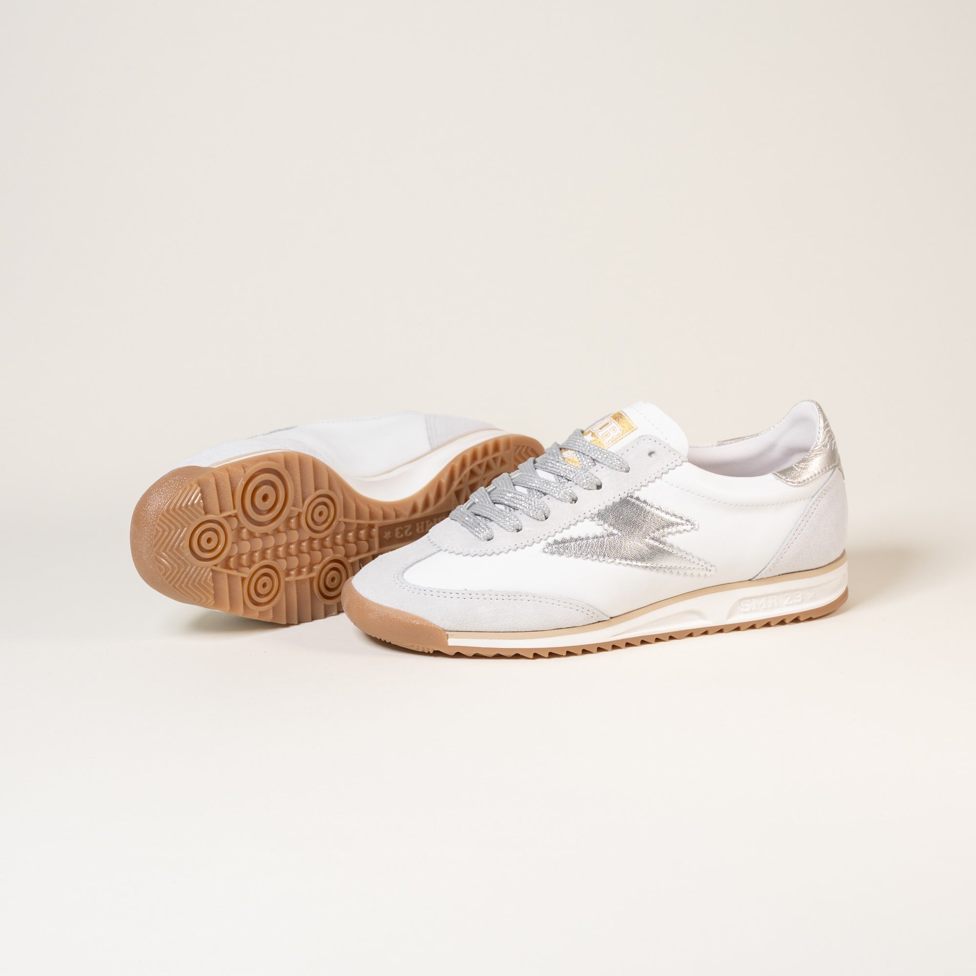 Baskets femme Semerdjian Joyce E313 cuir métallisé argent – SMR23