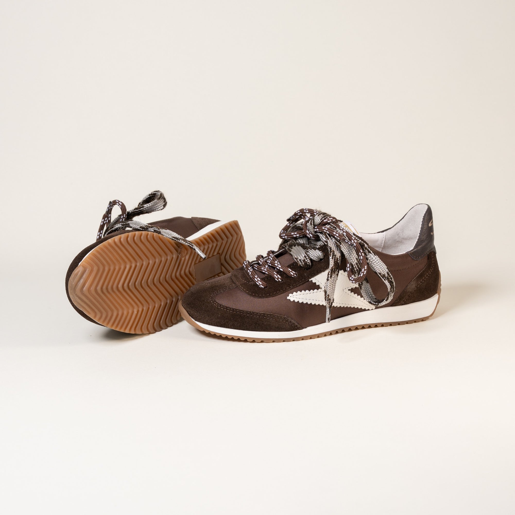 Baskets femme Semerdjian June E278 cuir marron et blanc – SMR23