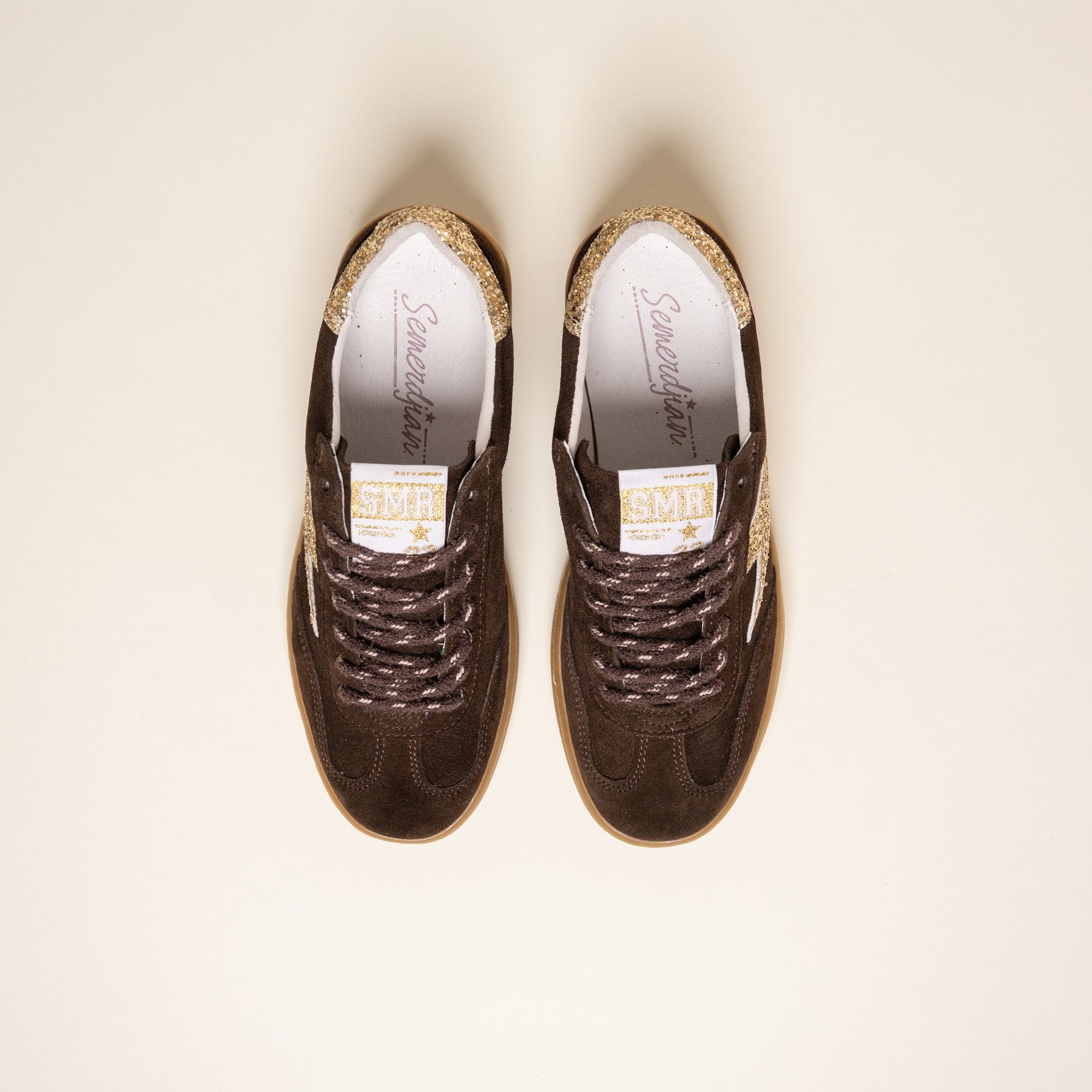 Baskets femme Semerdjian Lee E433 marron et or – SMR23