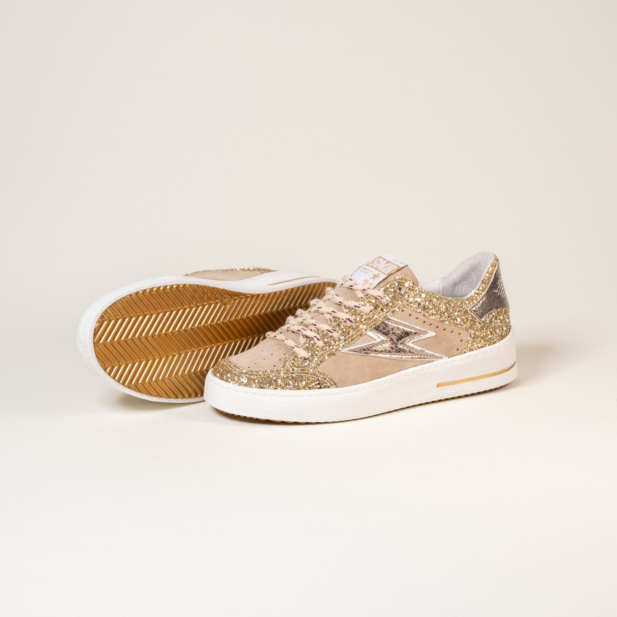 Baskets femme Semerdjian Noubar E474 cuir métallisé or – SMR23