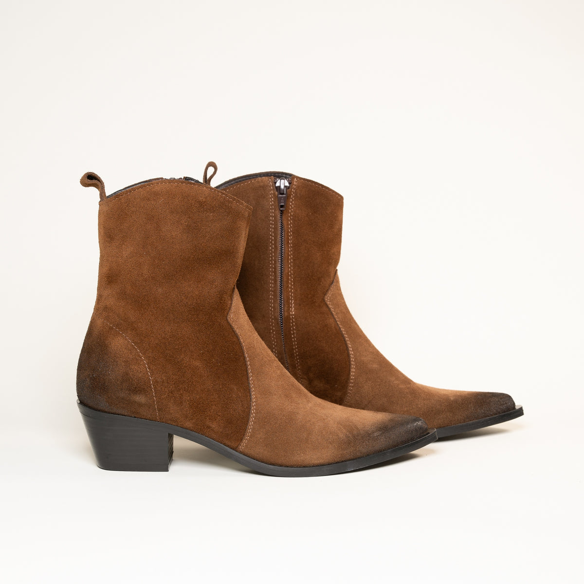 Bottines Semerdjian E1454E5 Crosta Tabacco vue latérale bout effilé