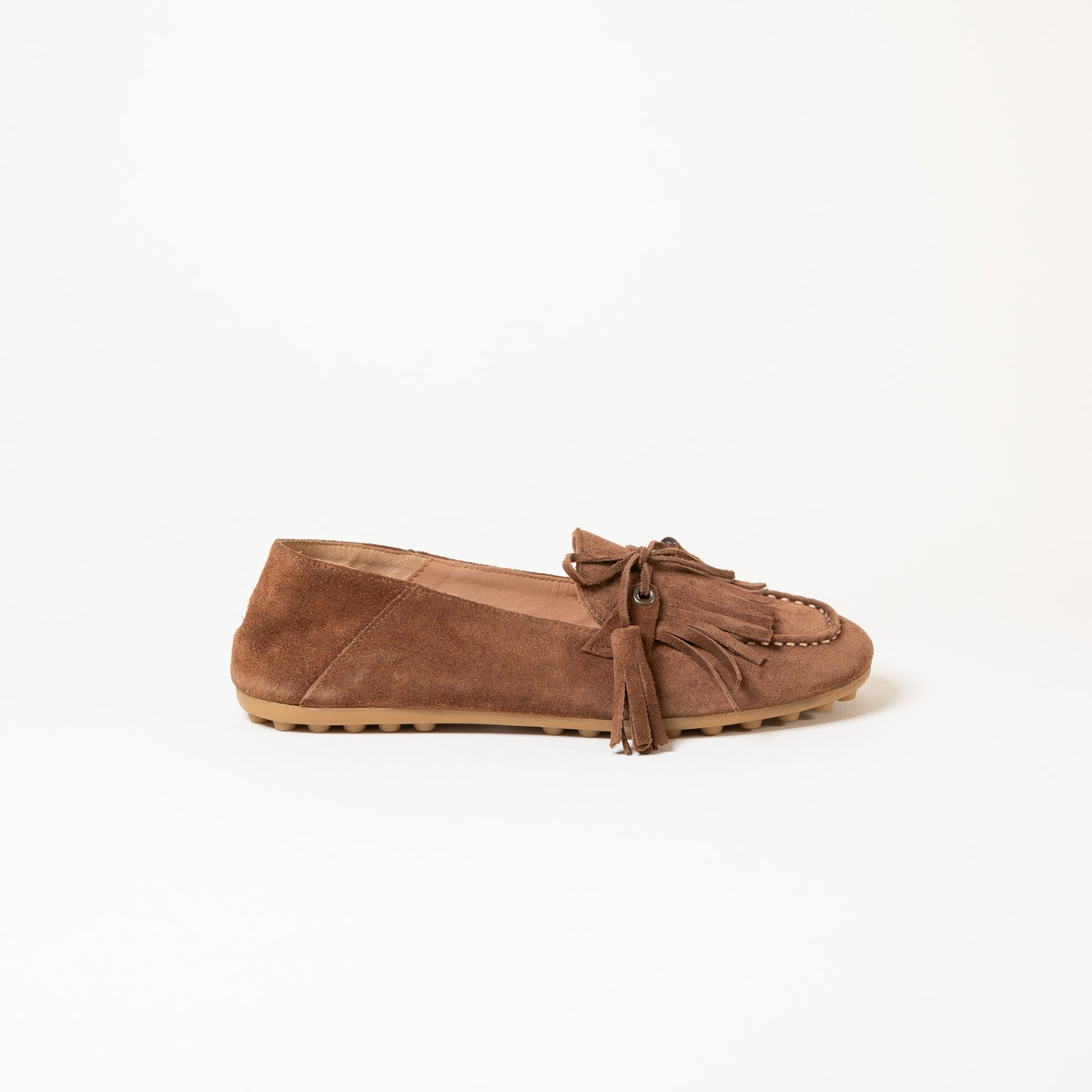 Mocassins 186 Camoscio Tabacco — Croûte de velours cognac, doublure cuir de veau et première cuir
