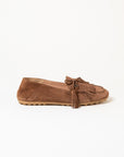Mocassins 186 Camoscio Tabacco — Croûte de velours cognac, doublure cuir de veau et première cuir