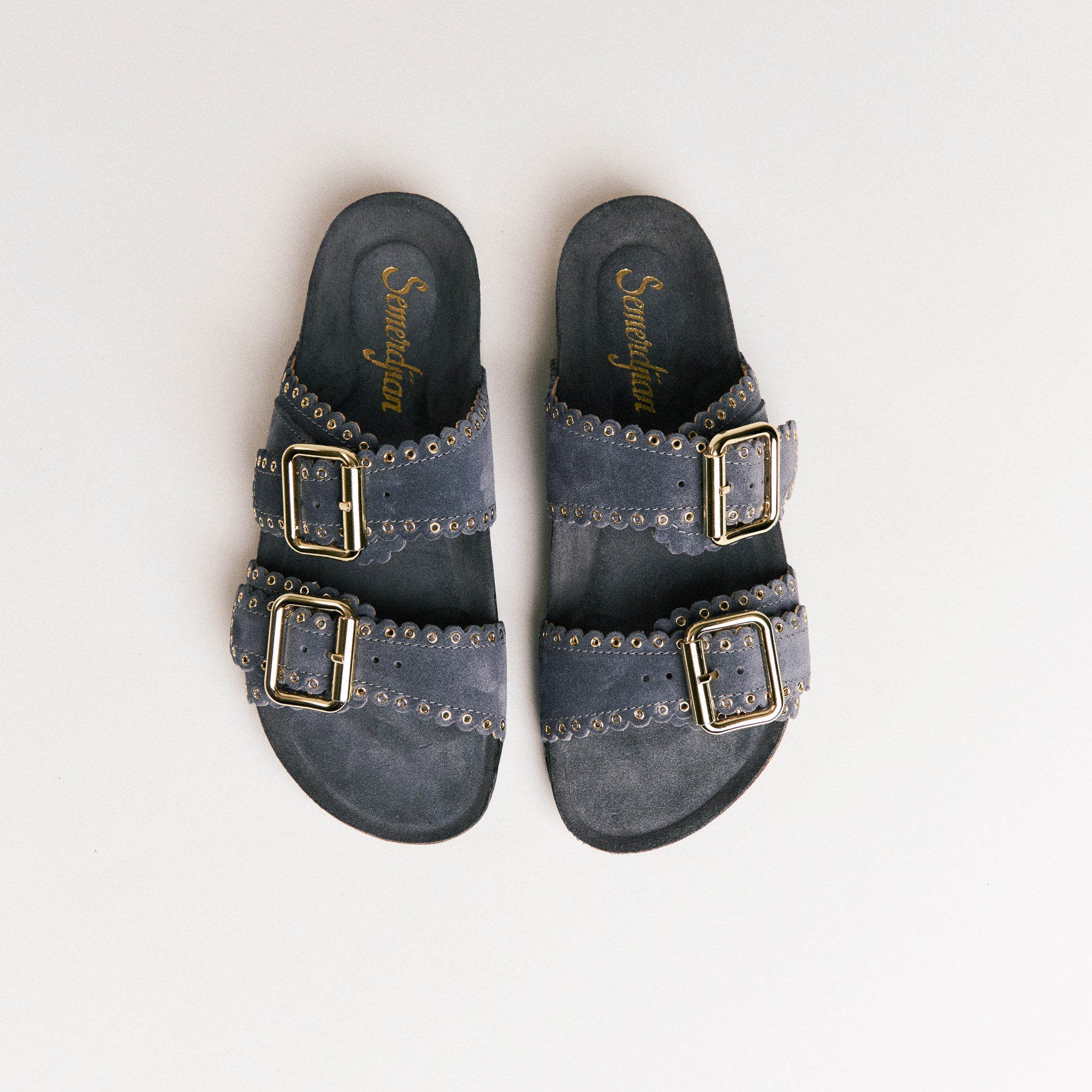 Mules femme Semerdjian Arianna cuir crosta vue dessus