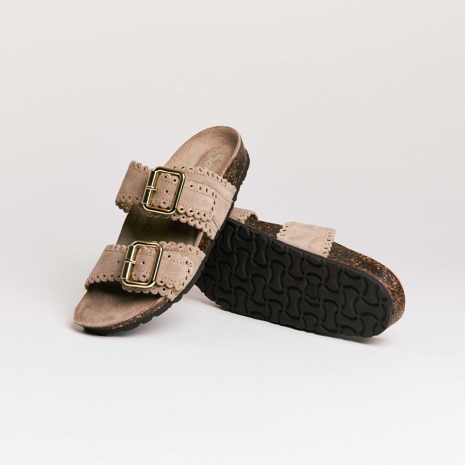 Mules femme Semerdjian Arianna cuir crosta coconut vue latérale