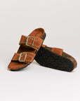 Mules femme Semerdjian Arianna cuir crosta cognac vue latérale