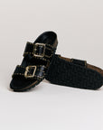 Mules femme Semerdjian Arianna cuir crosta noir vue de face