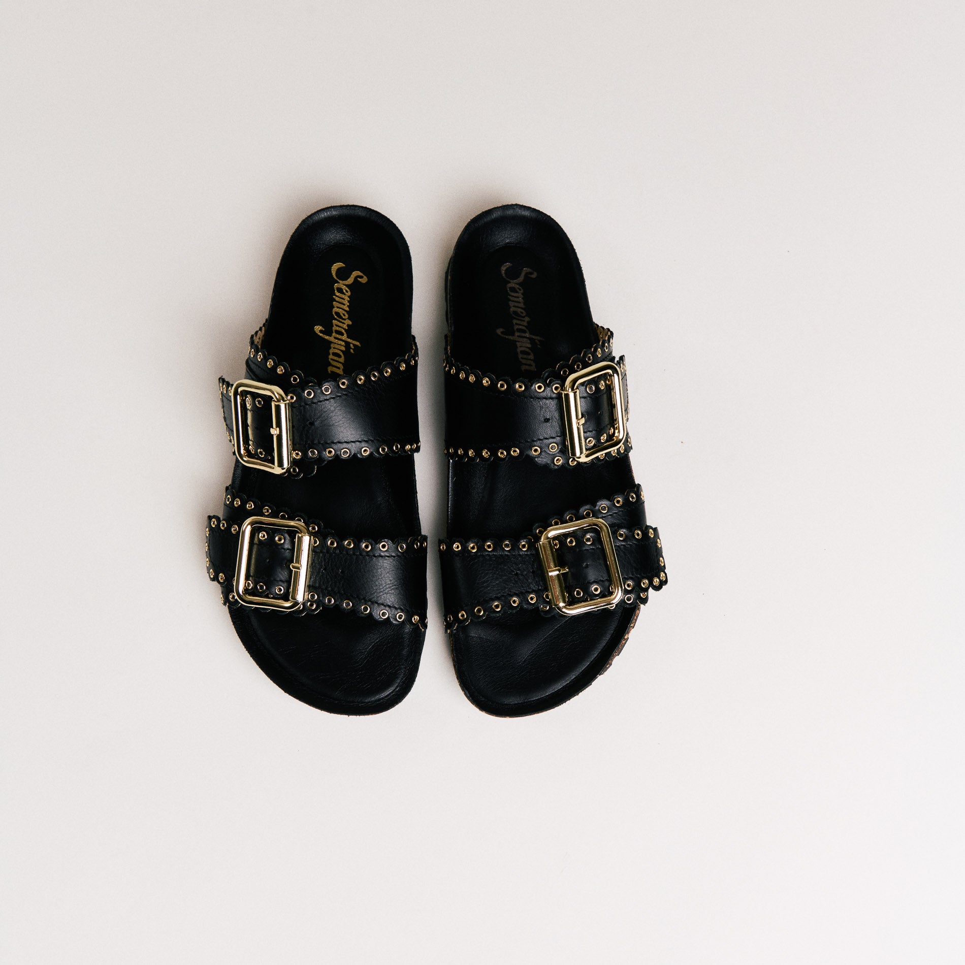 Mules femme Semerdjian Arianna cuir crosta noir made in Europe