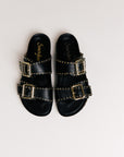 Mules femme Semerdjian Arianna cuir crosta noir made in Europe