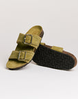 Mules femme Semerdjian Arianna cuir crosta pistache vue de face