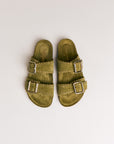 Mules femme Semerdjian Arianna cuir crosta pistache vue latérale