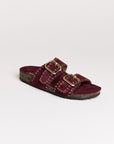 Mules femme Semerdjian Arianna cuir crosta bordeaux vue de face