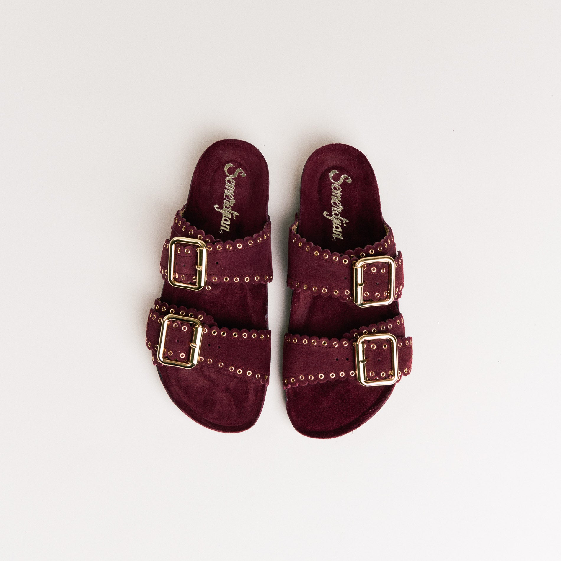 Mules femme Semerdjian Arianna cuir crosta bordeaux fabriqué en Europe