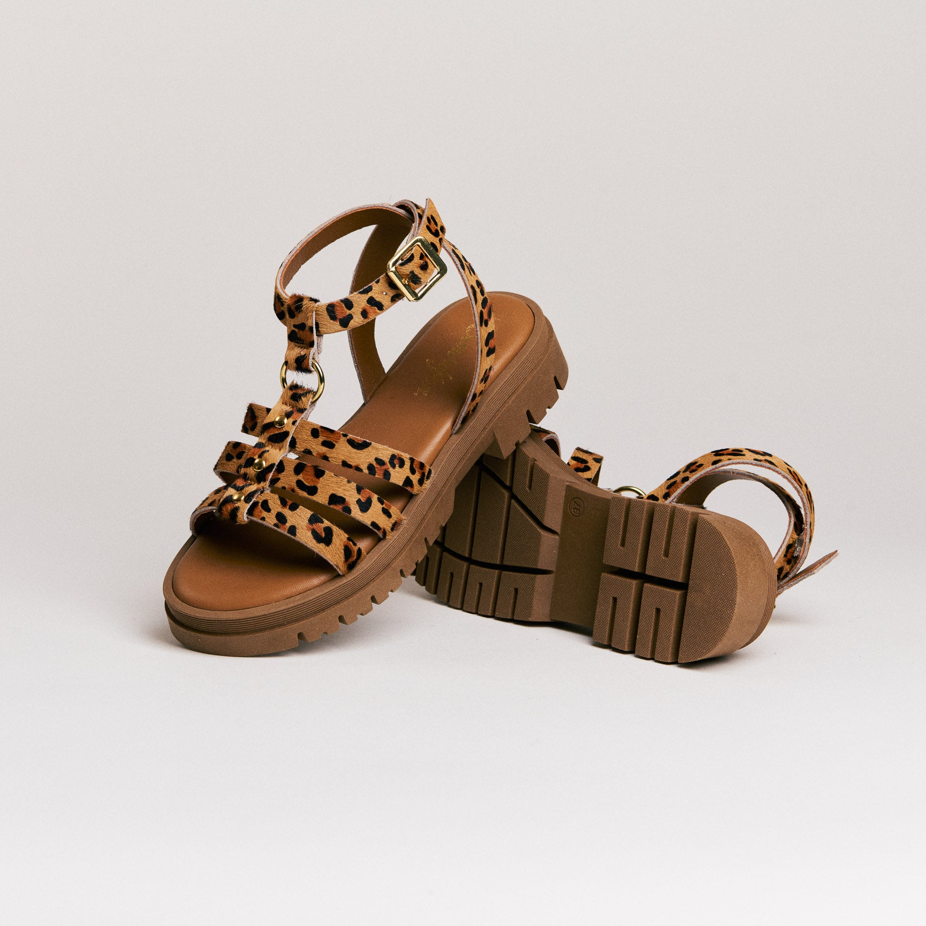 Sandales femme Semerdjian Clara cavallino léopard vue latérale