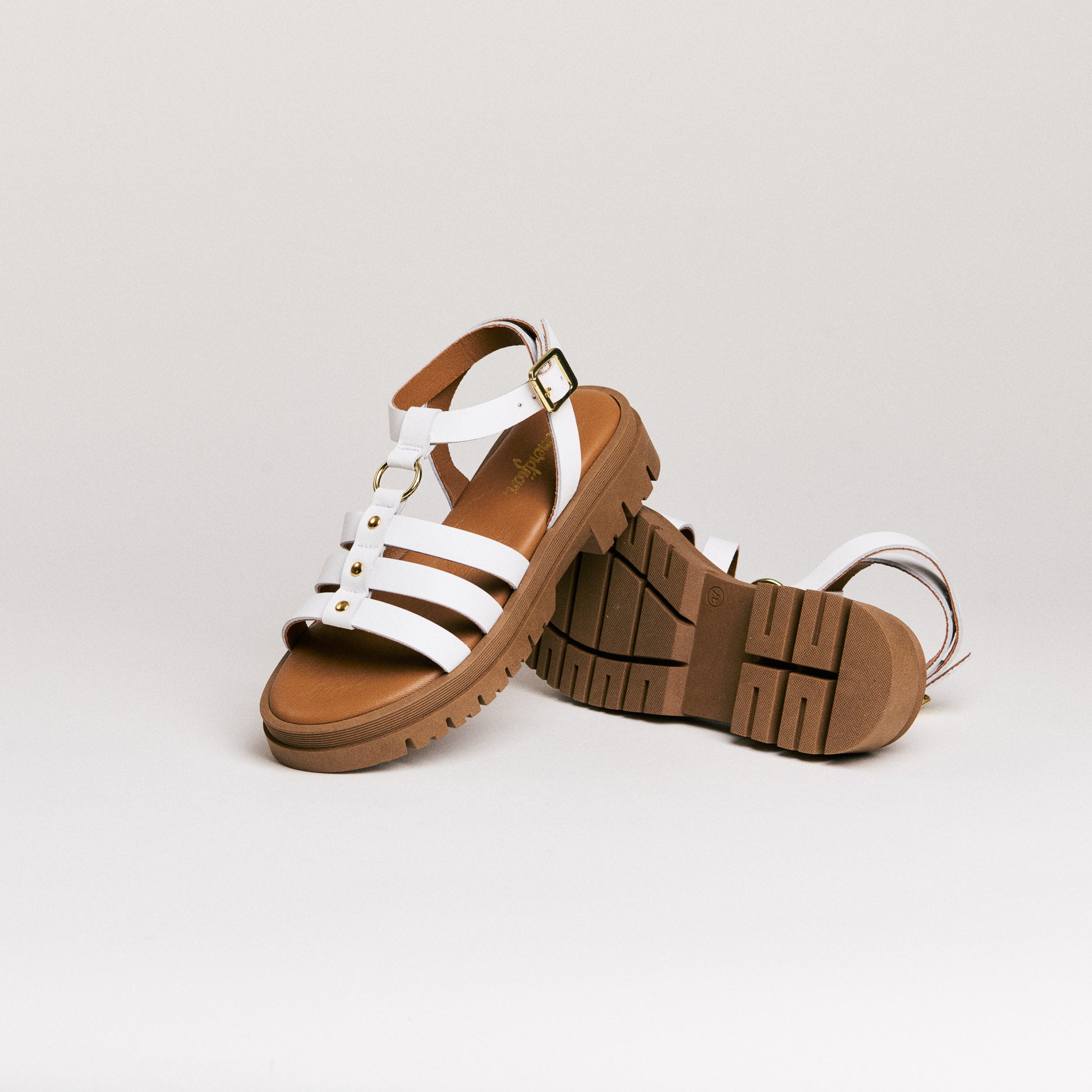 Sandales femme Semerdjian Clara cuir vitello blanc vue latérale