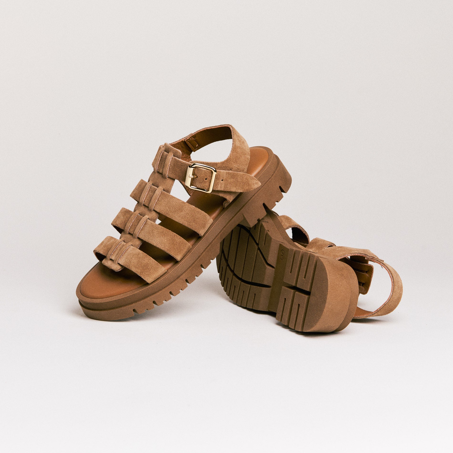Sandales femme Semerdjian Delia cuir crosta taupe 