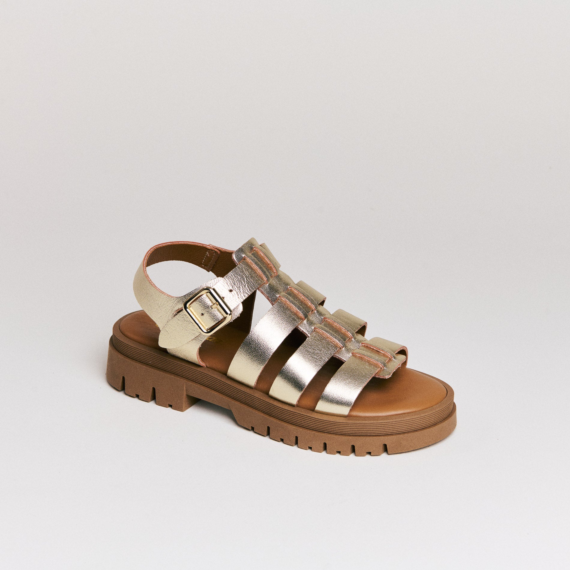 Sandales femme Semerdjian Delia cuir laminato platino made in Europe