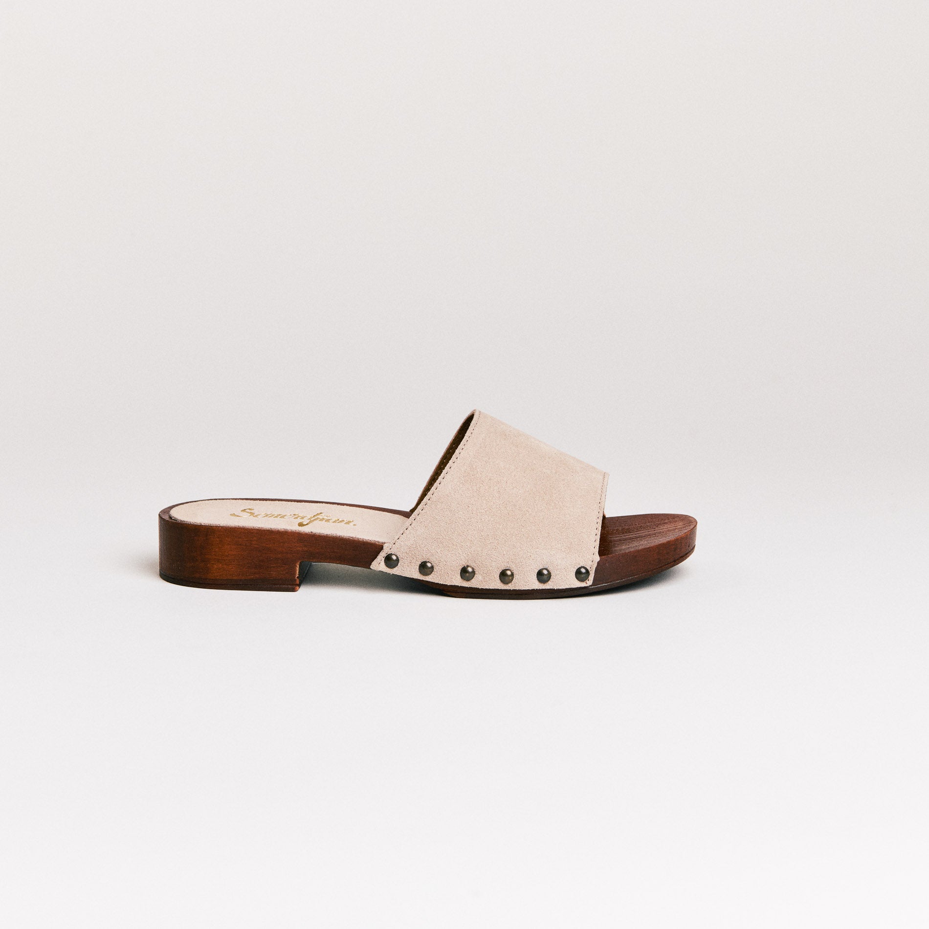 Mules femme Semerdjian Iole cuir crosta milo vue coté