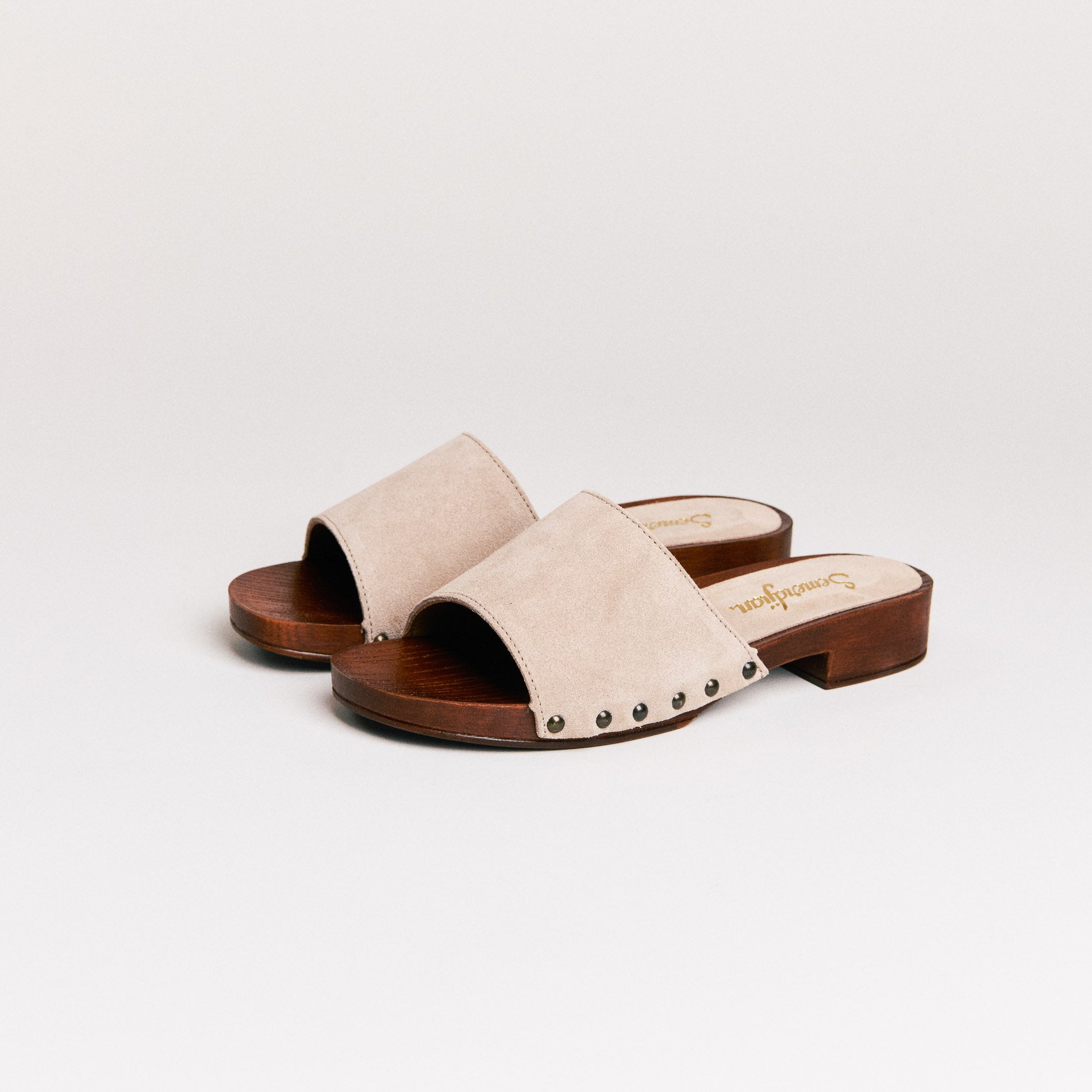 Mules femme Semerdjian Iole cuir crosta milo vue coté