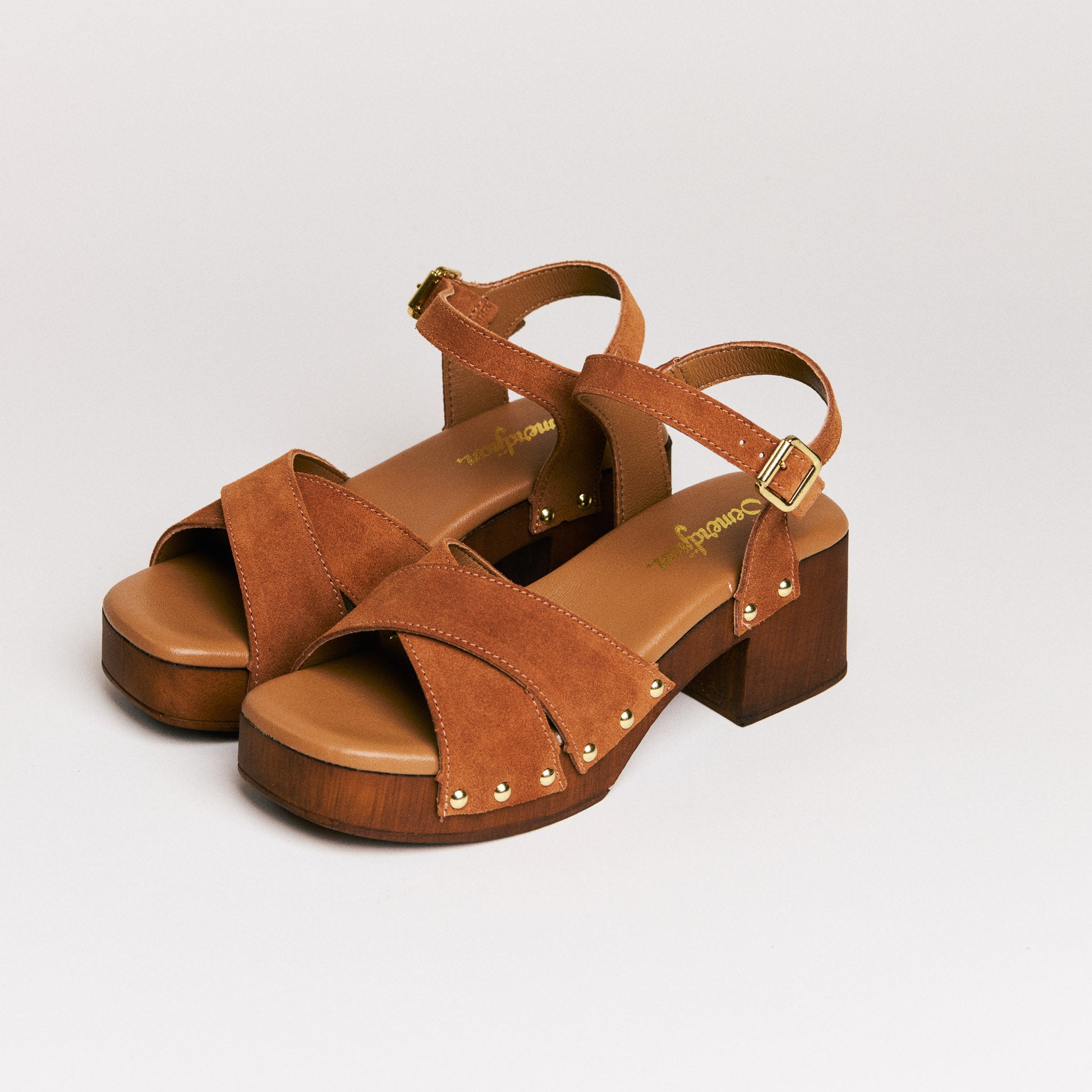 Sandales femme Semerdjian Micol cuir crosta cognac vue dessus